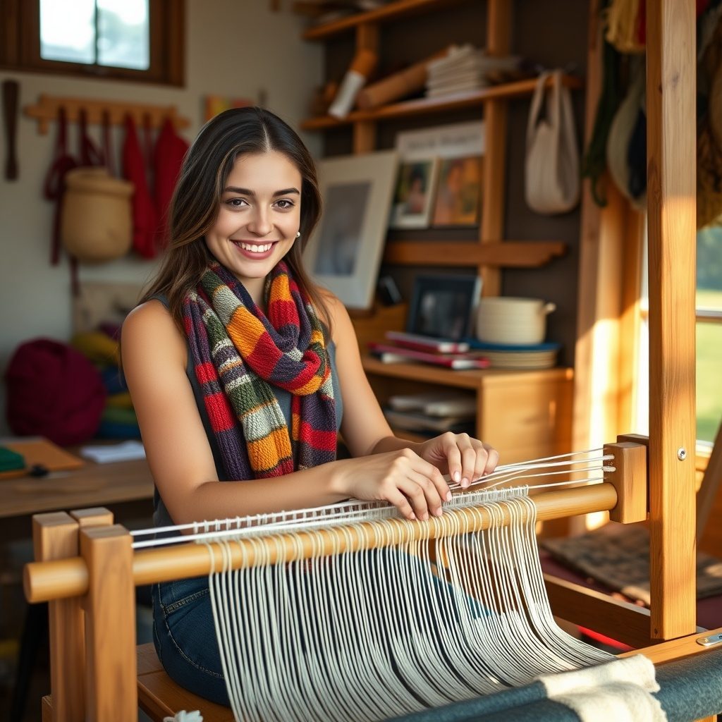 Weaving in progress at Weaveloom studio